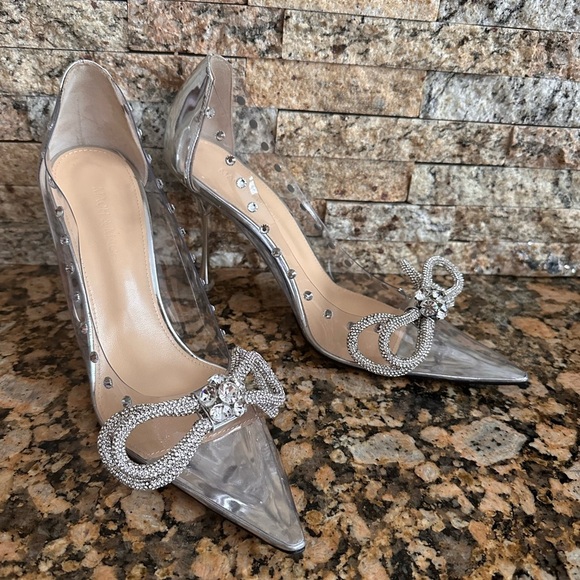 MACH & MACH NEW Double Bow PVC Clear Pumps Heels Crystal - Picture 7 of 16